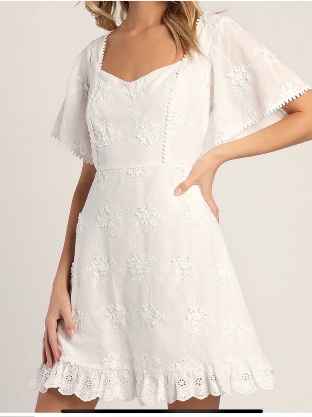Lulu's White Embroidered Mini Dress